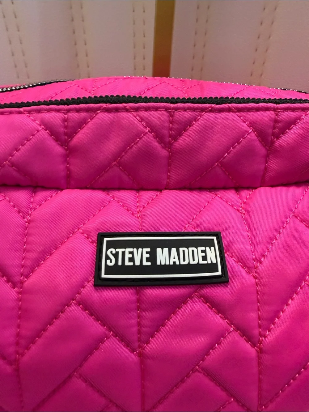 Steve Madden Hot Pink Quilted Wristlet Cosmetic Bag